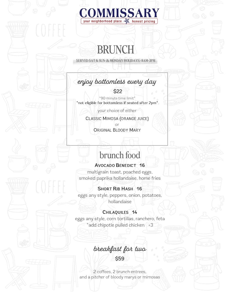 Brunch specials card