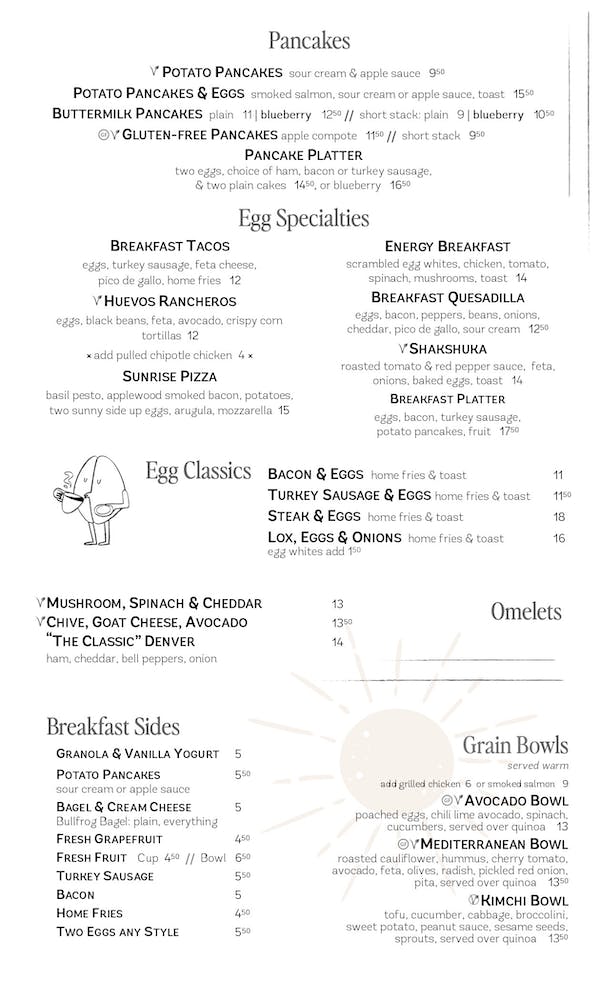 Breakfast menu, page 2