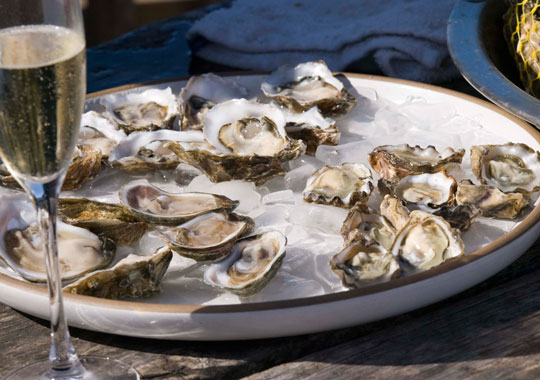 Champagne and oysters